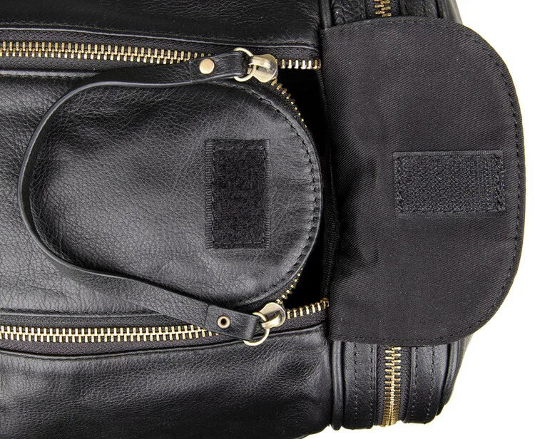 Дорожная сумка из натуральной кожи для мужчин, вместительный спортивный чемодан для ручной клади, цвет черный, 60 см
