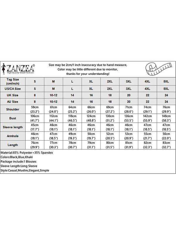 ZANZEA-Camisola Abaya Hijab de manga comprida feminina, blusa muçulmana, roupa islâmica, xadrez vintage, xadrez, casual, solta, Outono, 2023