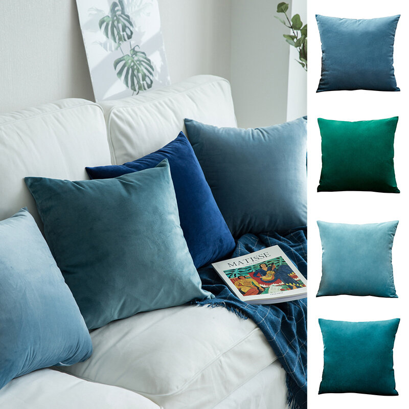 Fodera per cuscino blu Multi Size velluto tinta unita confortevole 45x45cm per divano da soggiorno cuscino per auto Nordic Home Decor