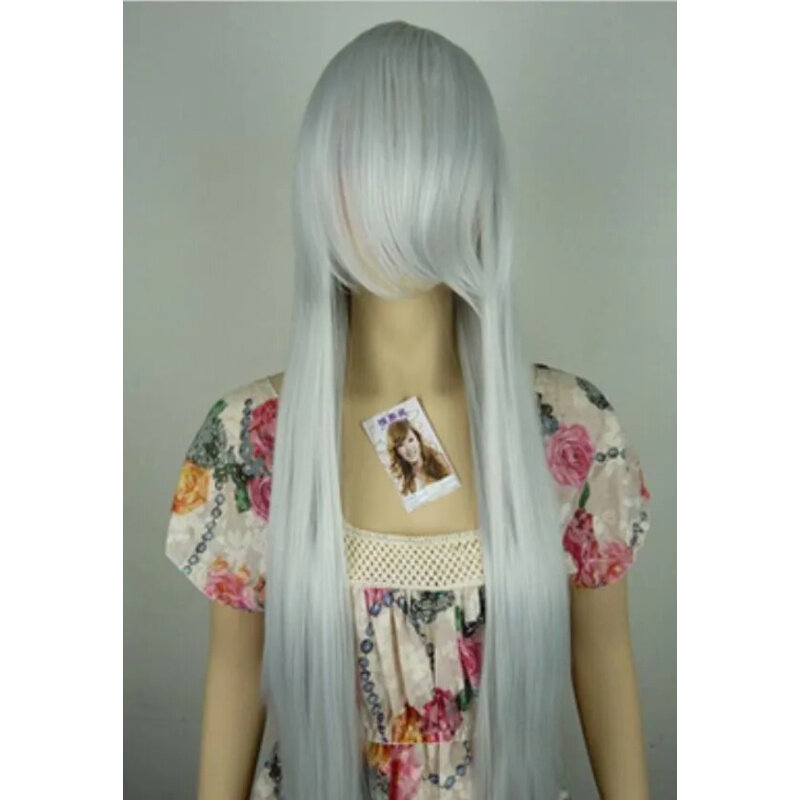 Longo branco reto Anime peruca, resistente ao calor, moda cabelo, nova venda