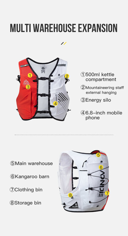AONIJIE กระเป๋าเป้ C9116ใส่น้ำสำหรับวิ่งแบบออฟโรดเสื้อกั๊กสำหรับวิ่งมาราธอน10L ใหม่