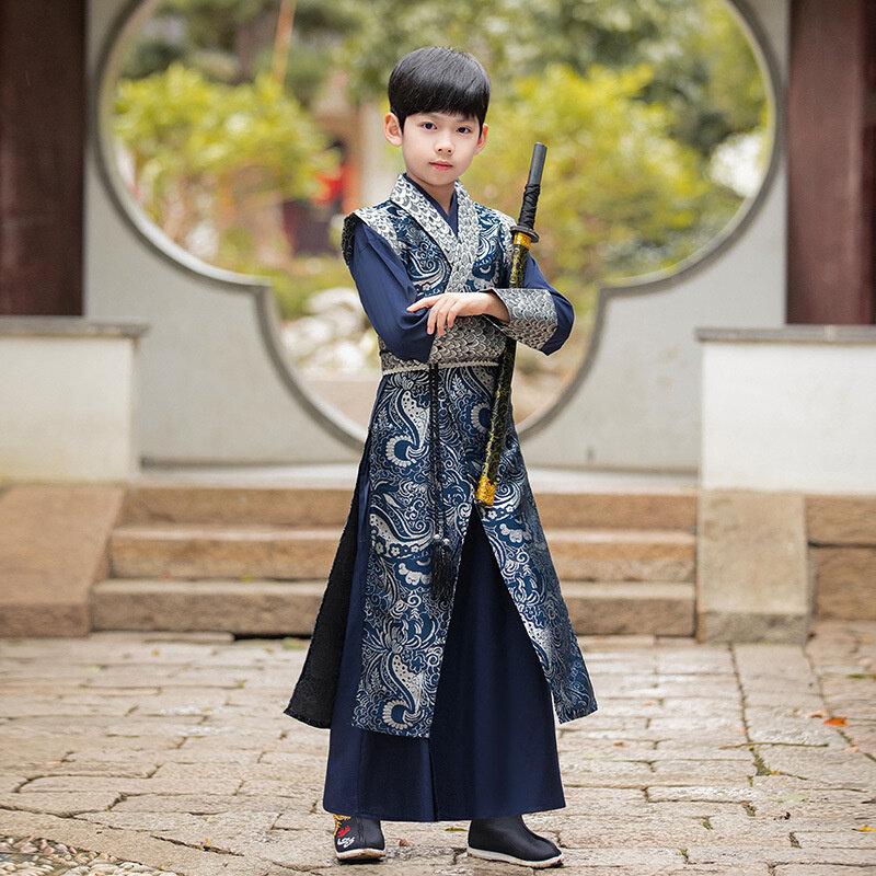 Новинка Осень Hanfu для мальчиков детская одежда в старинном стиле Тан в китайском стиле высококлассные Боевые искусства в старинном стиле красивый китайский