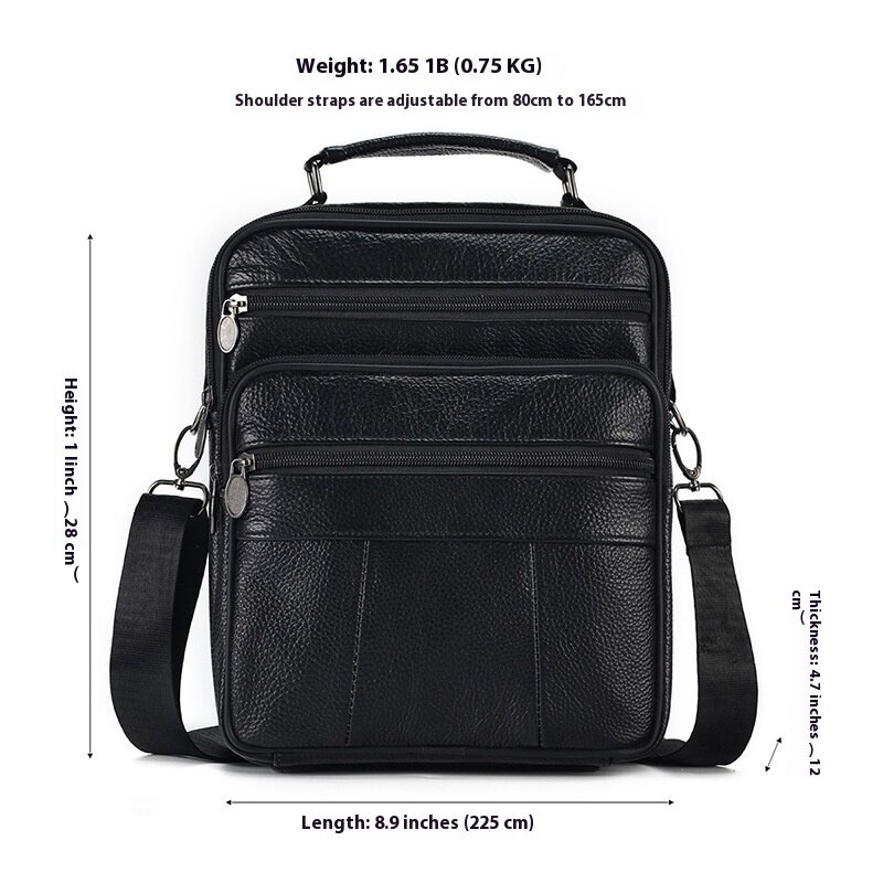 Classic Leather Men's Shoulder Bag Large Capacity Business Crossbody Bag