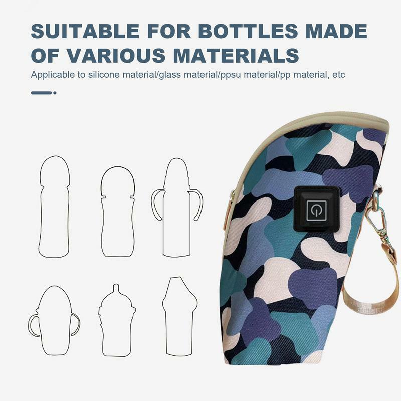 Tas penghangat botol susu bayi, kantung penghangat botol bayi portabel termal USB terpisah untuk ibu menyusui 3 tingkat pengaturan panas untuk perjalanan