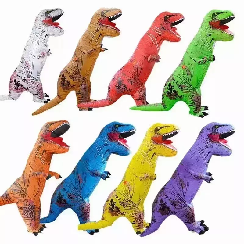 大人と子供のためのtyranosaurus Rexインフレータブルコスチューム、アニメの衣装、ハロウィーンのパーティー、恐竜の漫画の衣装