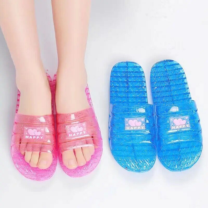 Zapatillas de suela plana de cristal para mujer, Zapatillas de casa de suela suave, zapatillas de baño al aire libre, verano, nuevas, envío gratis