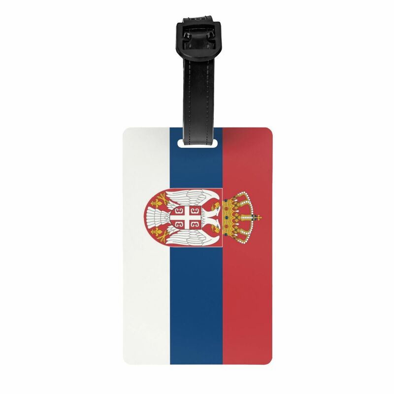 Custom Serbia Flag Luggage Tag With Name Card Privacy Cover ID Label for Travel Bag Suitcase