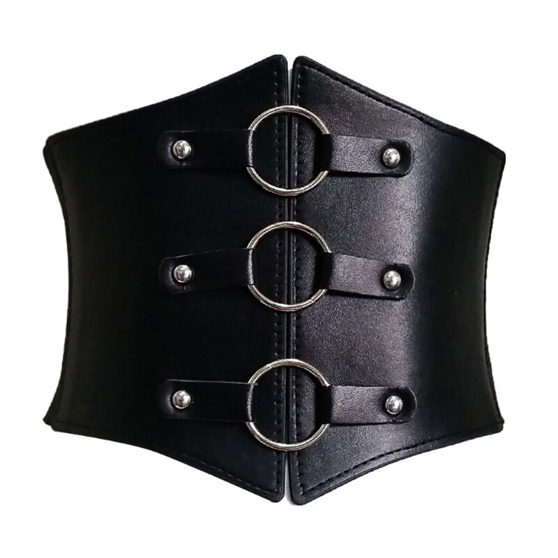 Steampunk Underbust Corset Buckle Bandage Corset Wide Pu Leather Slimming Body