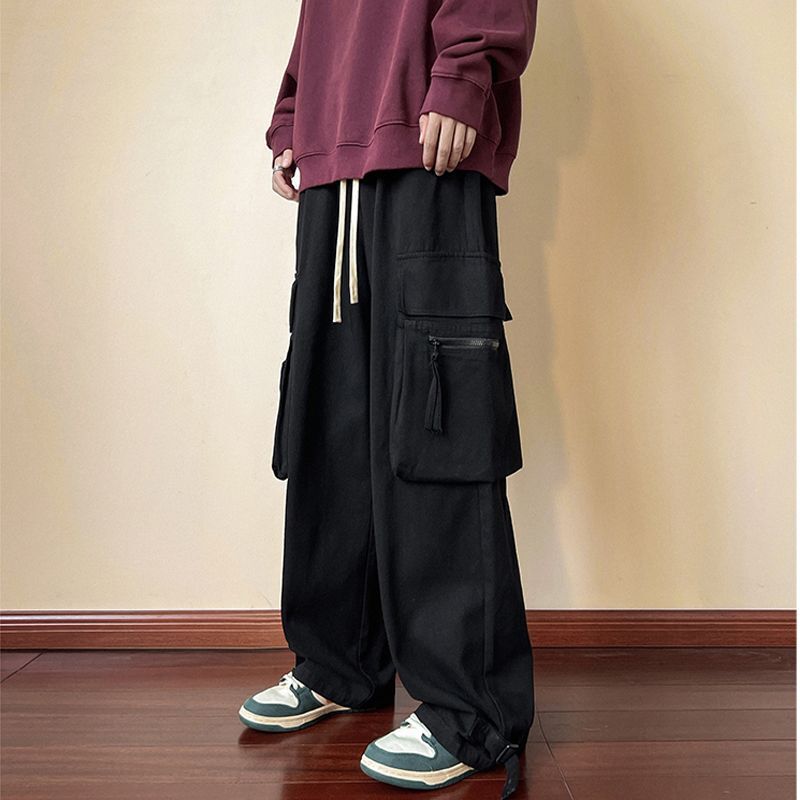 Pantalon cargo ample pour femme, pantalon décontracté, jambe large, grande taille, droit, rétro, rue haute, campus, DulKorean