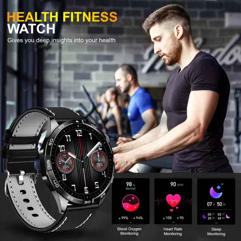 For Android 2024 New GPS Watch GT4 Smart Watch Men 466 * 466 HD Screen Bluetooth Call NFC IP68 Waterproof Heart Rate Smart Watch