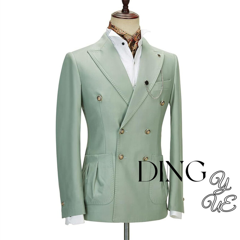 Костюм мужской из 2 предметов, деловой приталенный винтажный Модный костюм, блейзер и брюки для выпускного вечера