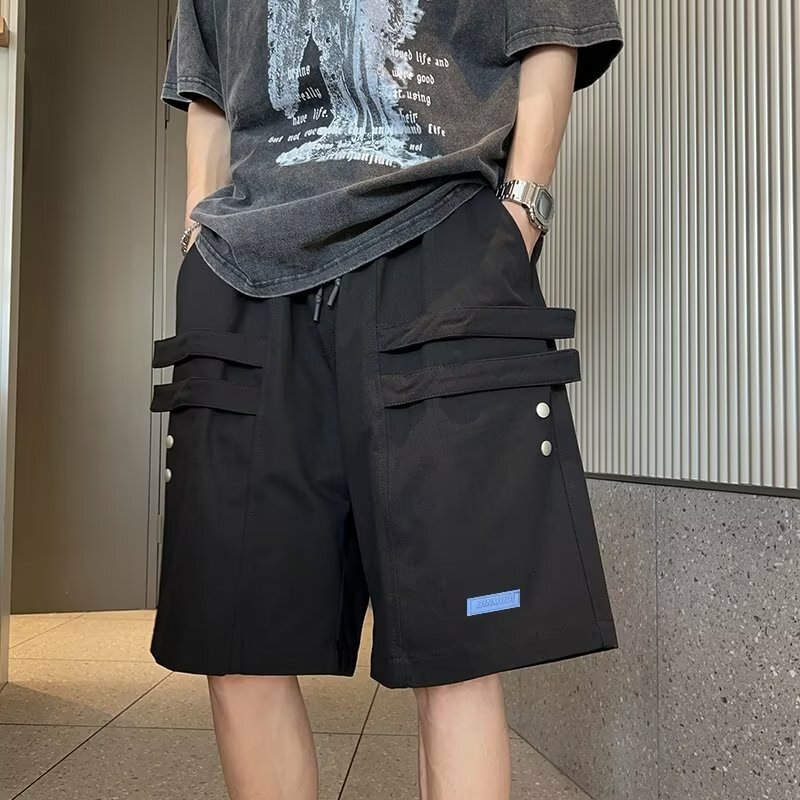  Solid Cotton Cargo Pants for Men Shorts Summer Men's Short Trousers Man Military Clothing New Drawstring Male 4XL 2023