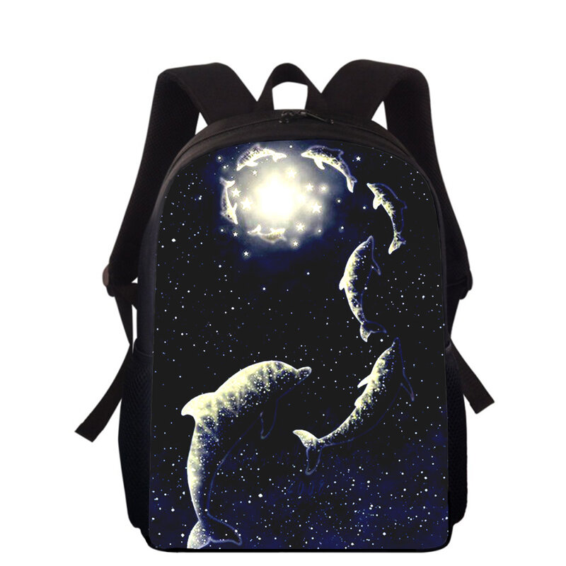 Ransel anak laki-laki perempuan, tas punggung sekolah dasar motif hewan lumba-lumba 16 "3D untuk anak laki-laki dan perempuan