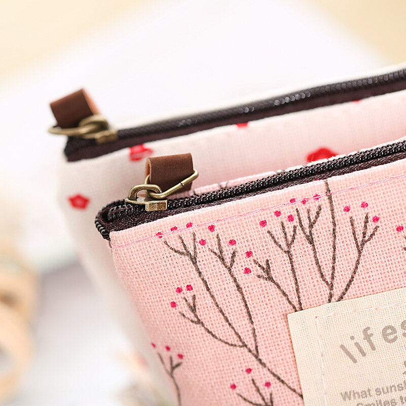 Moda tecido bolsa de moedas caso chave criativa bolsa de moedas dos desenhos animados bonito sacos de lona meninas floral impressão mini bolsa carteiras para as mulheres