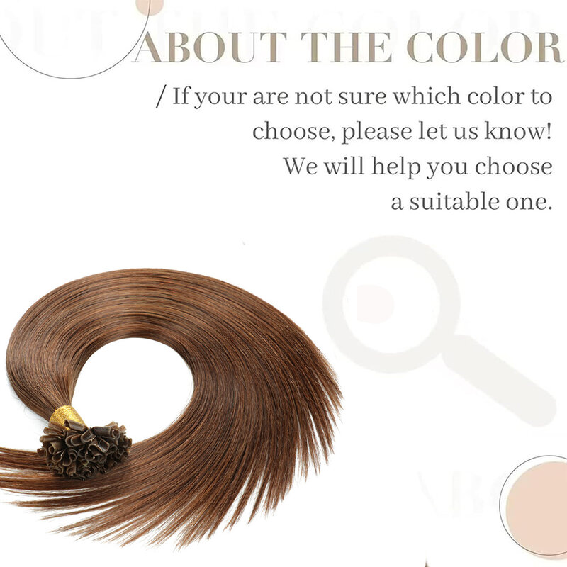Extensiones de cabello humano liso con punta en U, cabello Remy marrón Chocolate, paquete de 100 hebras, n. ° 4