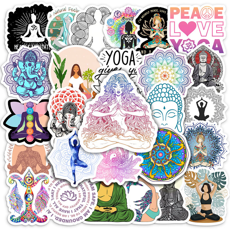 Yoga Mandala Bloemen Stickers Cartoon Klassieke Sport Meditatie Stickers Diy Skateboard Laptop Bagage Motorfiets Telefoon Waterdicht