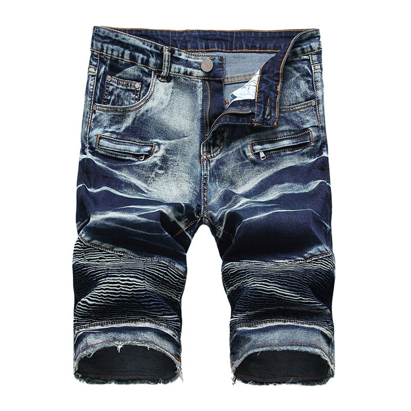 Shorts jeans gradiente azul claro masculino, jeans rasgado e desfiado, preto e branco, casual, moda verão, novo