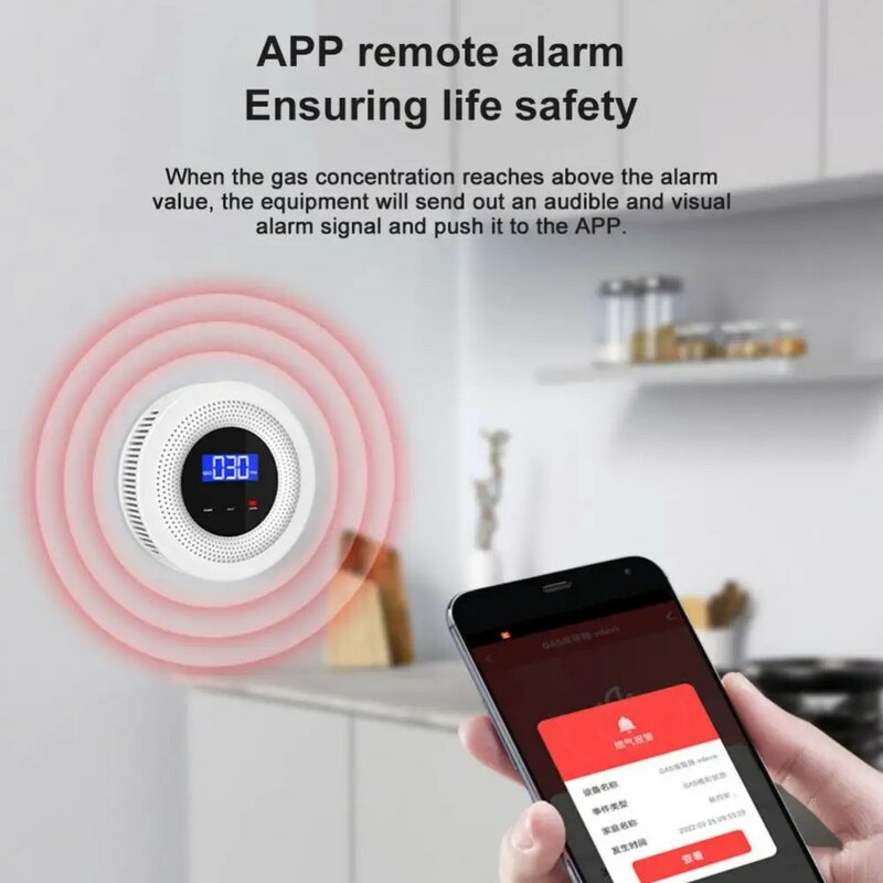 Tuya Smart sensore di allarme per Gas naturale controllo intelligente automatico Smart Life App rilevatore di perdite di Gas combustibile Tuya Wifi Display Lcd