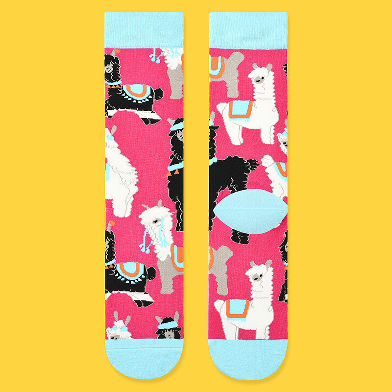 Chaussettes en coton pour femmes, tube droit, personnages d'animaux de dessin animé, tendance et amusantes, nouvelle collection