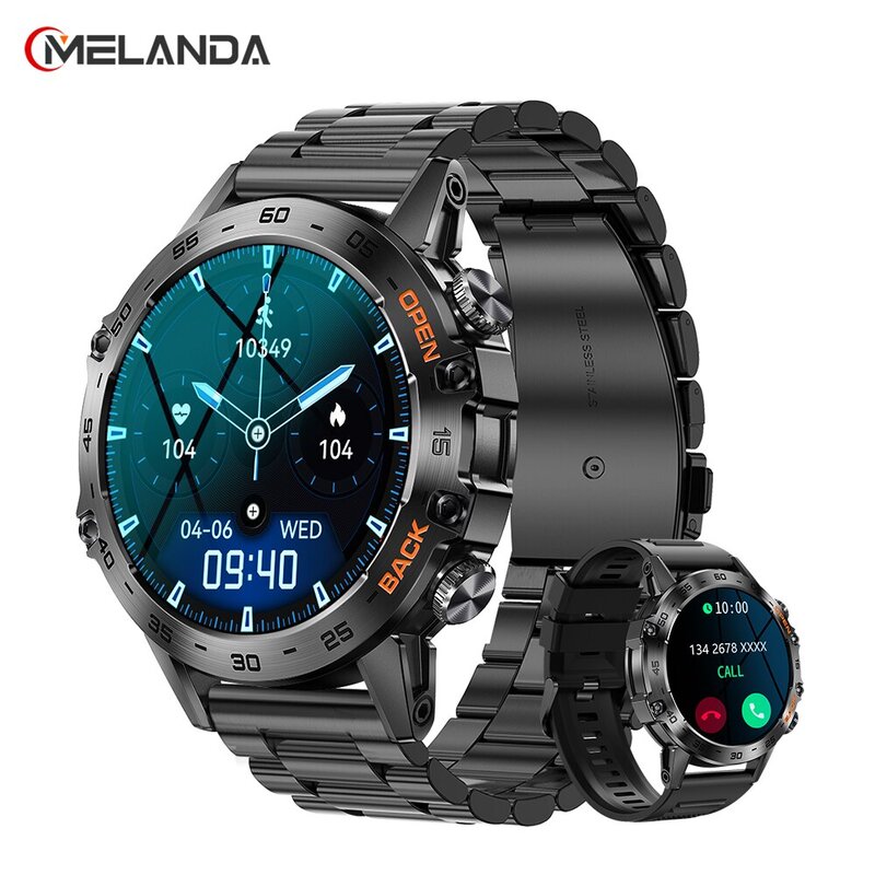 MELANDA Steel 1.39 "Bluetooth Call Smart Watch Men Sports Fitness Tracker orologi IP67 Smartwatch impermeabile per Android IOS K52