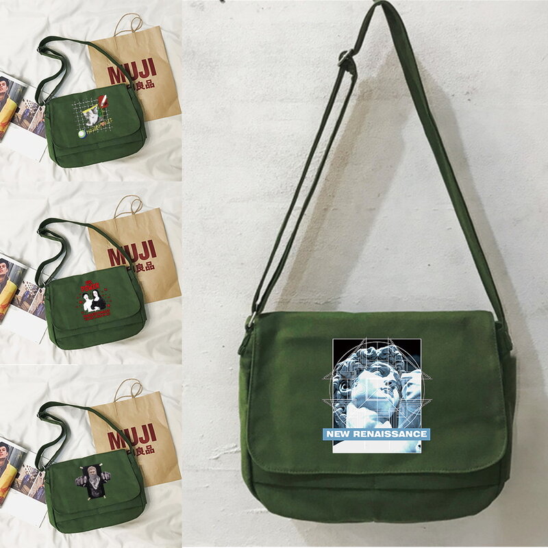Bolsa mensageiro moeda multi-função mensageiro saco japonês moda lazer portátil de um ombro padrão escultura sacos