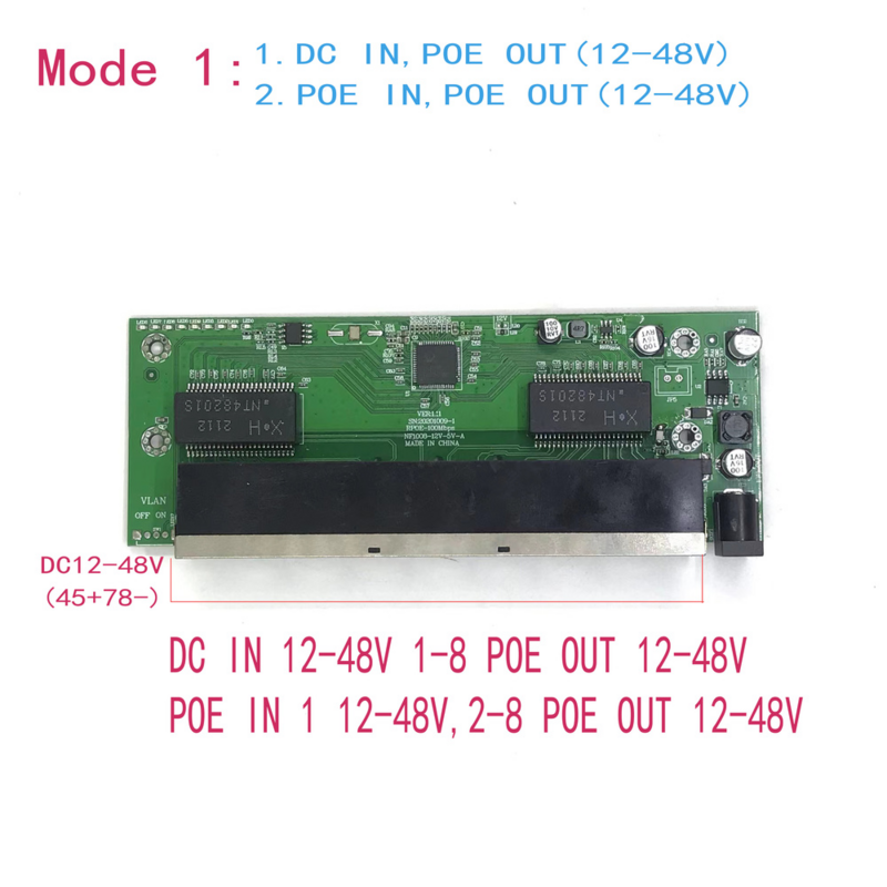 Понижающий poe переключатель с обратной мощностью, 5 В, 12 В, 24 В, 48 В, 100 Мбит/с, 802 AT/AF 45 + 78- DC5V ~ 48 В