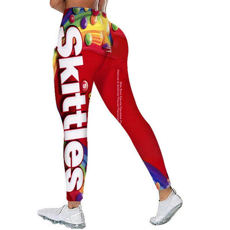 Legging olahraga wanita 3D celana ketat gambar makanan ringan celana Yoga Legins Gym wanita Leggins tanpa kelim untuk wanita Leggins seksi Damskie