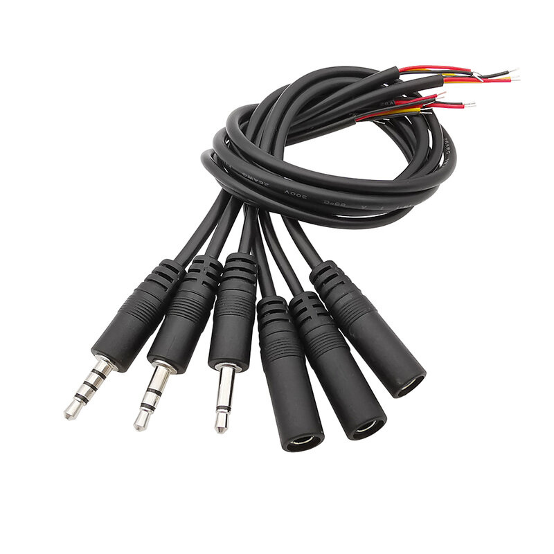 3.5mm 1/8'' Mono/Stereo Male Plug Female Jack Connector 2/3/4 Pole Pin AUX Extension Wire DIY Audio Headphone Repair Cable 30CM