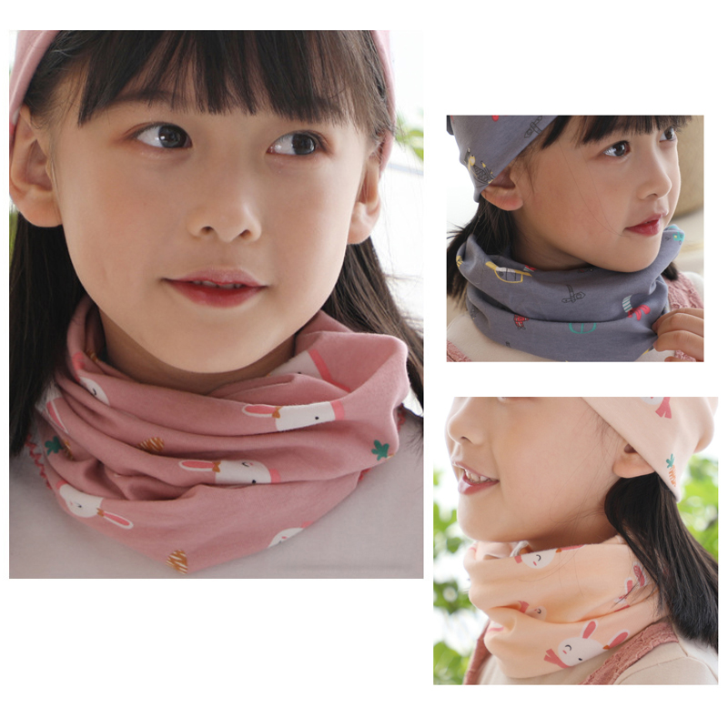 Bufanda de algodón con dibujos animados para niños y niñas, bufandas cálidas con anillo para el cuello, novedad de otoño y primavera