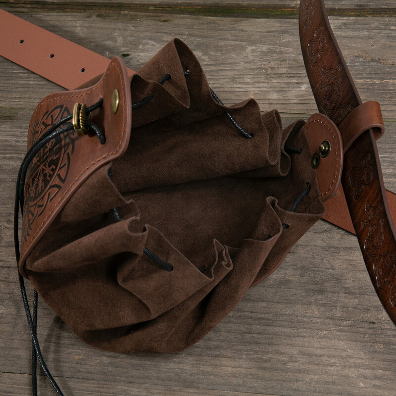 Bolso de cuero genuino para dados DND, bandeja de 5 diseños celtas, Lindo bolso con cordón para D & D Roleplaying RPG Ideas de regalo, monedero