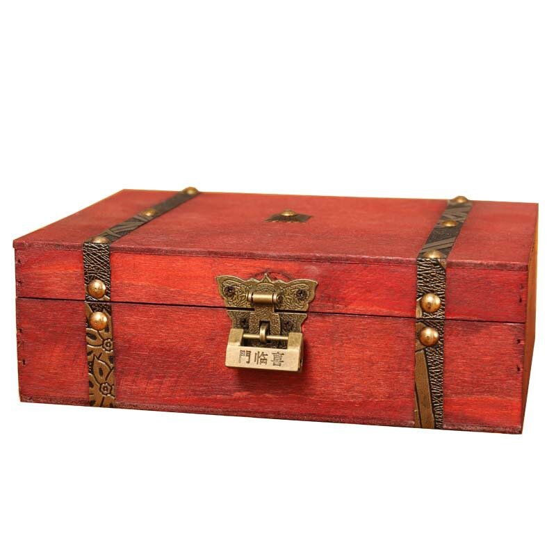 Jewelry Box Vintage Daily Necessities Desktop Storage Box Old Wooden Box ID Ornament Gift Box