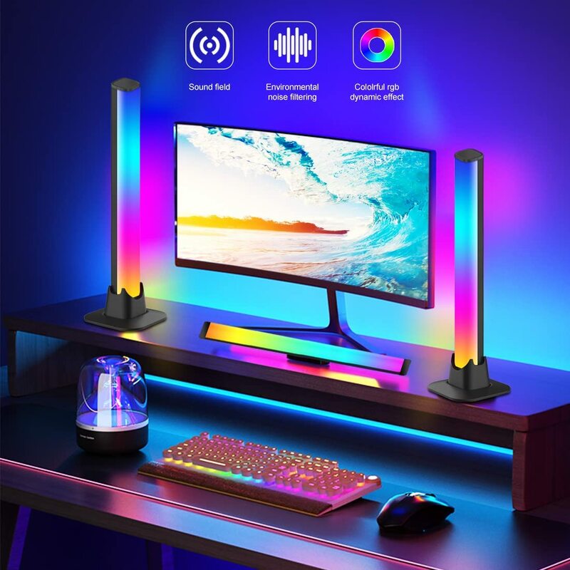 Barras de luz LED RGB inteligentes, luz nocturna con Control de aplicación Bluetooth, luces de ritmo musical, retroiluminación para juegos, lámpara de decoración para sala de TV
