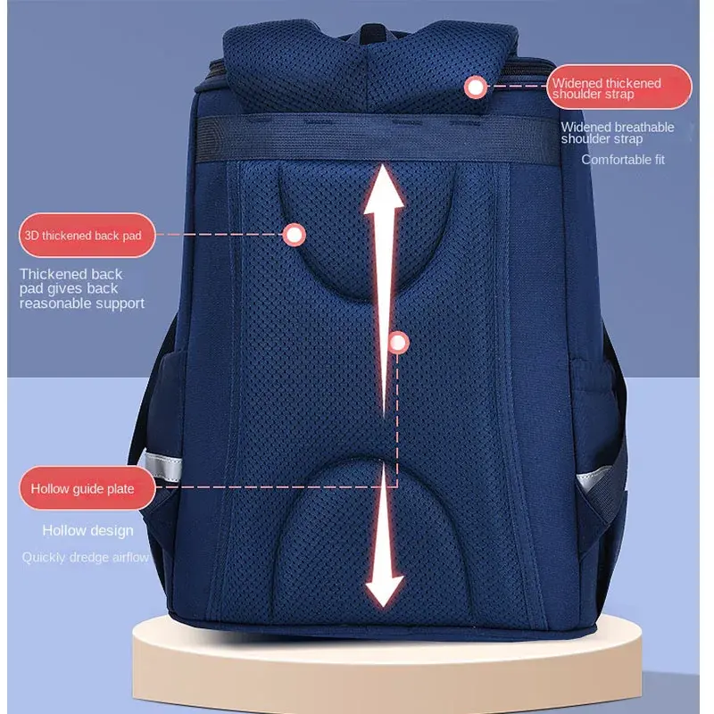 Bolsa cuadrada tridimensional degradada para estudiantes de escuela primaria, mochila para niños de 6-12 años, integrada, nueva