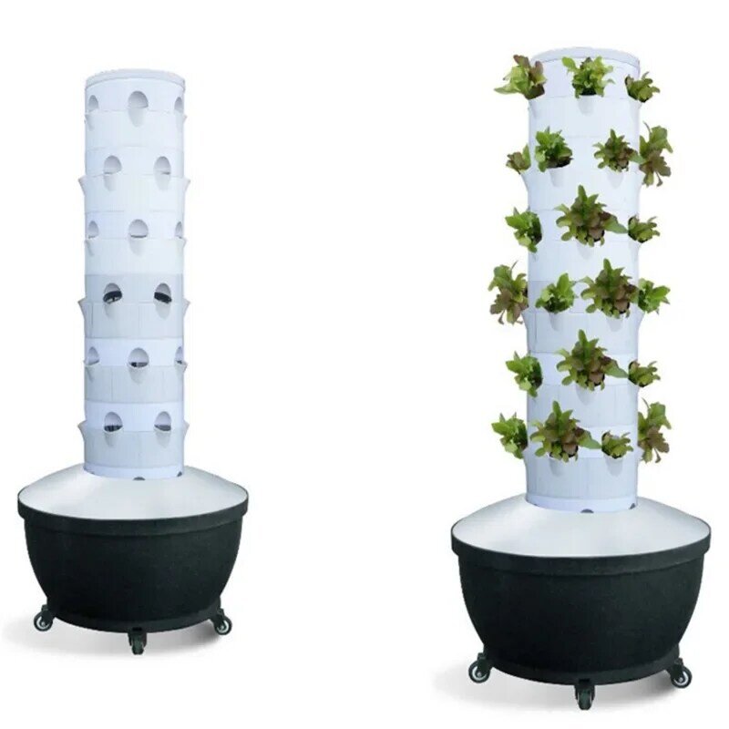 Hidroponik sistem pertumbuhan Pot silinder, Pot tanaman pintar Pot bunga berkebun vertikal hidroponik