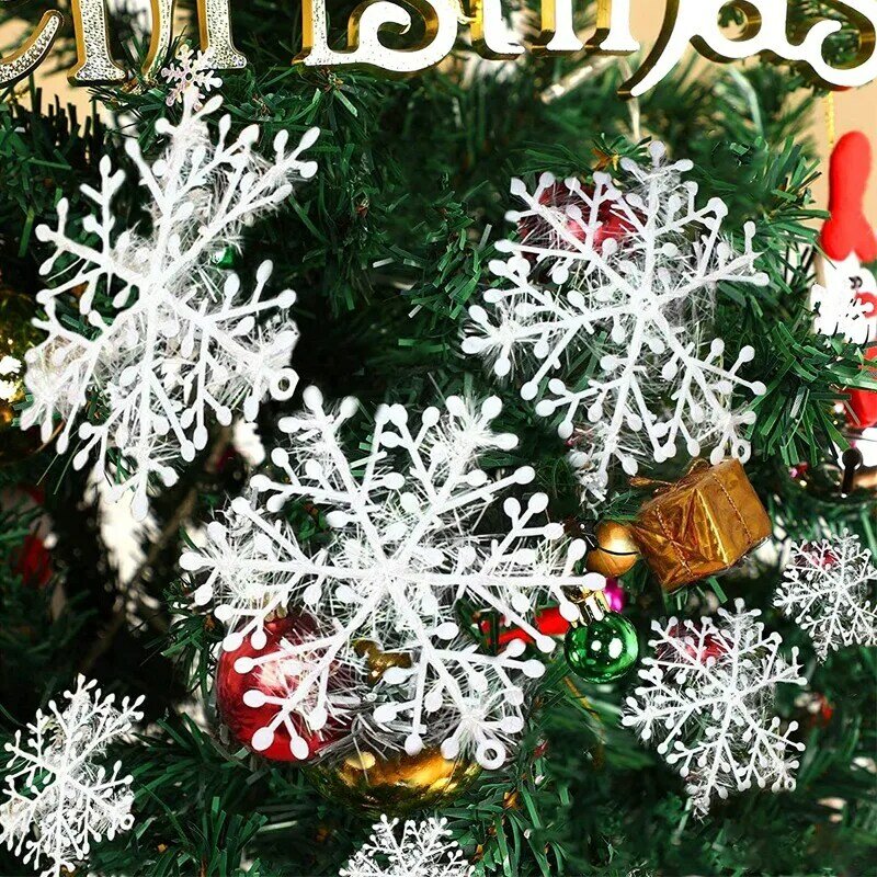 Adornos colgantes de copos de nieve para árbol de Navidad, decoraciones de purpurina DIY, guirnalda colgante de invierno, Navidad, año nuevo para el hogar