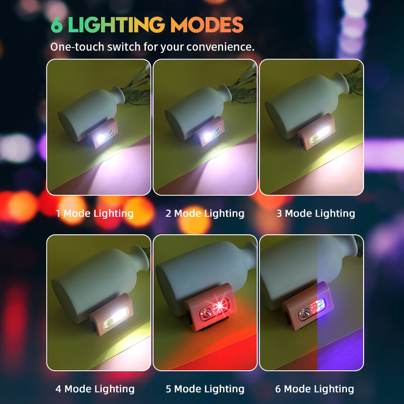 المصابيح الأمامية LED المغناطيسي القابلة لإعادة الشحن ، كشافات الصيد ليلا ، Type-C ، مقاطع الملابس المحمولة ، تشغيل COB ، أضواء العمل سيليكون