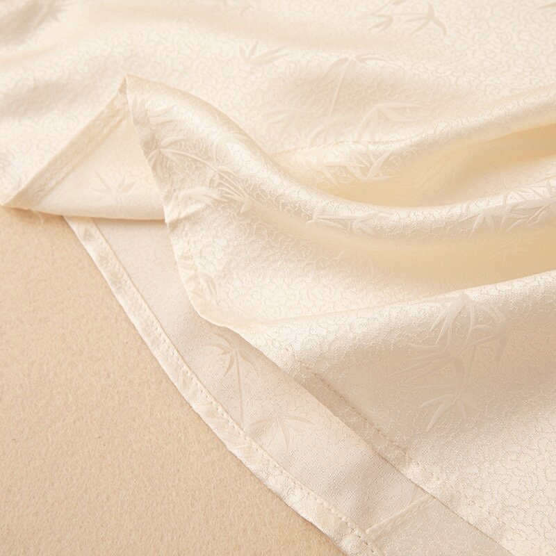 BirdTree 100%Real Silk OL A-Line Skirts, Jacquard Satin Frog Button, Retro Chinese Elegant Loose Skirt, 2024 Summer New B44754QM