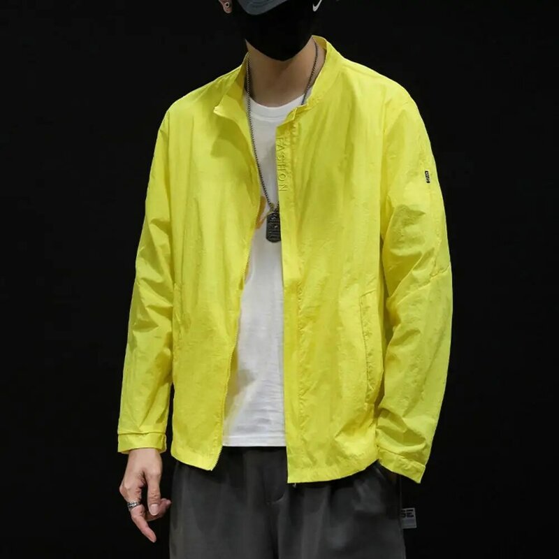 Abrigo de protección solar de Color sólido con cremallera, chaqueta de verano con bolsillos drapeados para pesca, Camping, montar