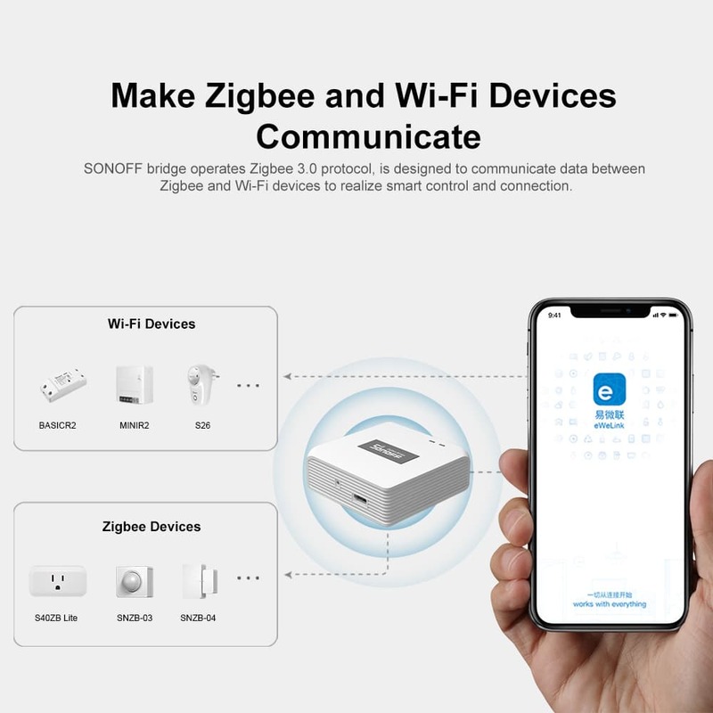 SONOFF-Zigbee 3.0 ZBBridge Mini ZBMINI, Joli sans fil, Température, Humidité, Mouvement, Capteur de porte pour Alexa Google Home