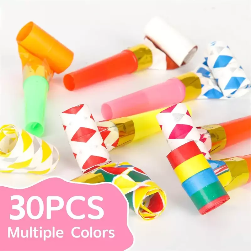 10PCS Colorful Whistles Toy Funny Toy Children Blowing Dragon Whistle Blow Roll Toys Baby Party Games Birthday Gifts Toddler Toy