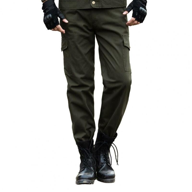 Reinforced Pocket Seams Pants Durable Men's Outdoor Cargo Pants with Breathable Fabric Multiple Pockets for Camping Training