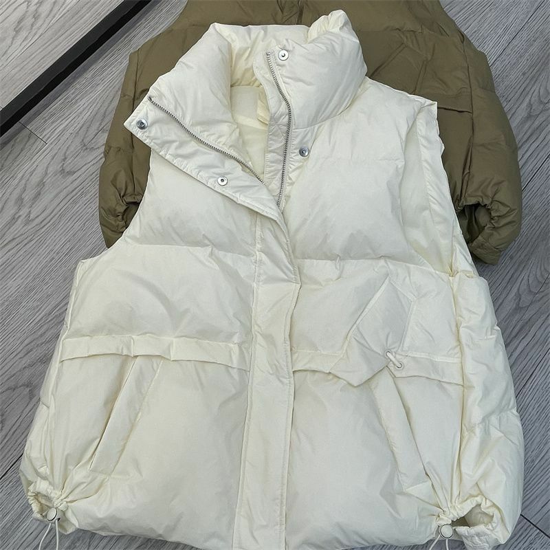 Manteau court en duvet de canard blanc pour femme, manteau en fibre, gilet chaud, veste décontractée, style coréen, mode féminine, nouveau, hiver, 2023, J11