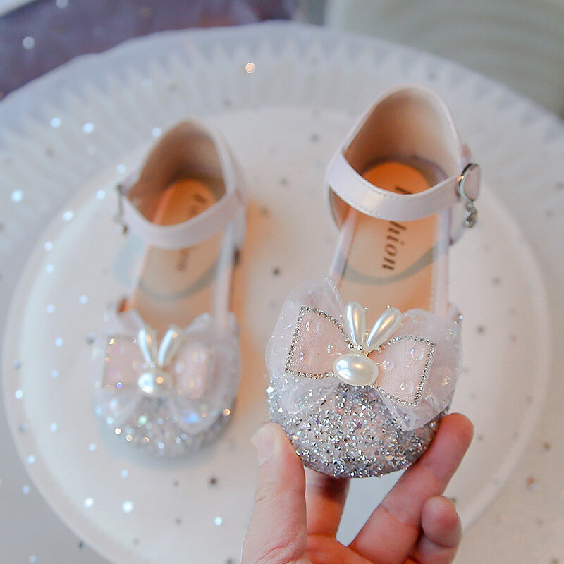 Sandales à nœud en cristal pour filles, chaussures pour bébés filles, chaussures de fête pour enfants, à la mode