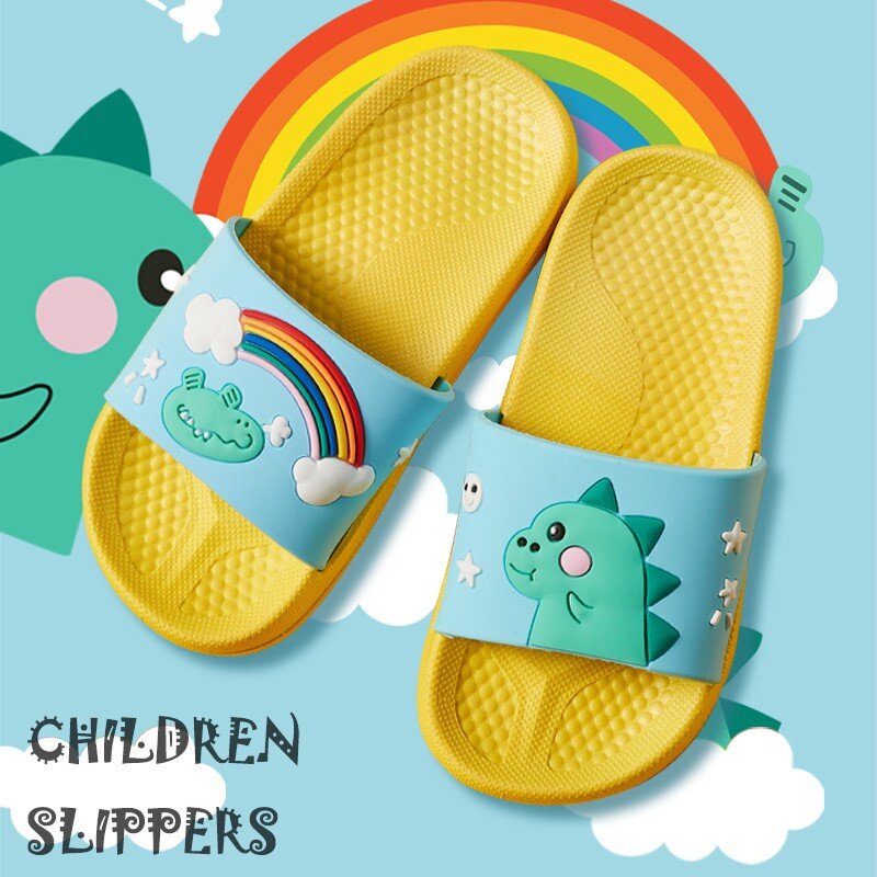 Summer Children Slippers Boys Beach Sandals Home Girls Slippers Cartoon Floor Shoes Outdoor Flip Flops Non-slip PVC Kids Shoes
