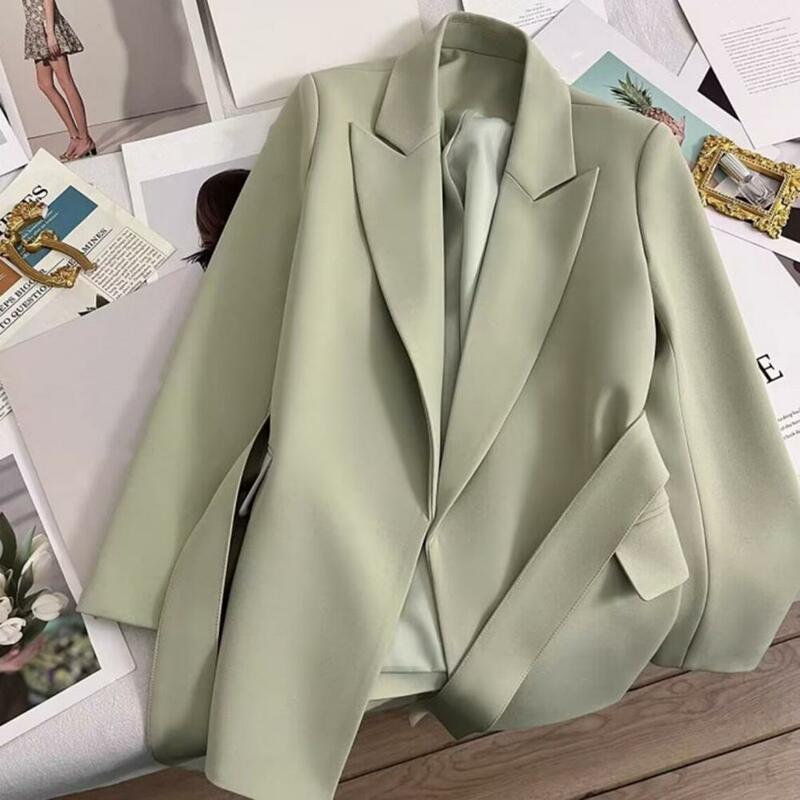 Damska oficjalny płaszcz formalny styl biznesowy damski płaszcz wierzchni z paskiem w talii Slim Fit z długim rękawem płaszcz biurowy dla kobiet dojeżdżania do pracy