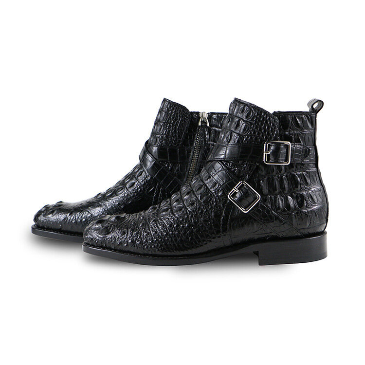 Sipriks оригинальные ботинки из крокодиловой кожи, элегантные черные мужские ботинки на молнии с двойными ремешками, модные ботинки Goodyear 2022