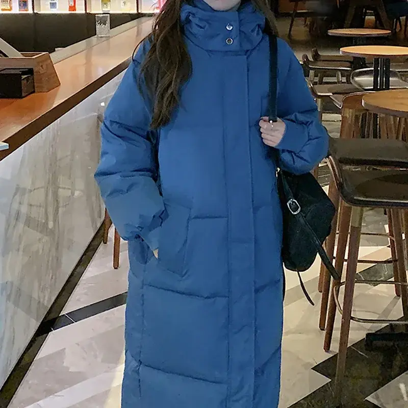 Женское длинное пальто на пуговицах, повседневное утепленное хлопковое пальто с карманами и капюшоном, Офисная парка с длинным рукавом, Осень-зима