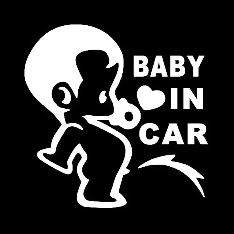 Dziecko w samochodzie śliczne zabawa kochająca osobowość dziecka naklejki samochodowe naklejki motocyklowe akcesoria wodoodporne czarny/biały, 12cm * 12cm