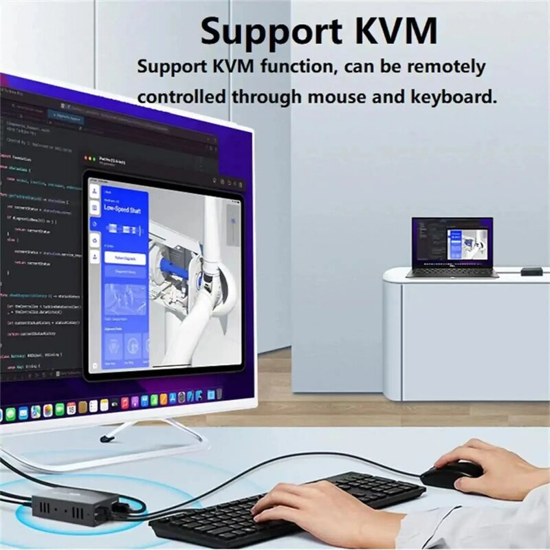 Extensor KVM Compatível com HDMI, Adaptador de Extensão de Vídeo, Loop Out, Metal RJ45 Lan Ethernet, USB-A, Mouse Teclado, 150m