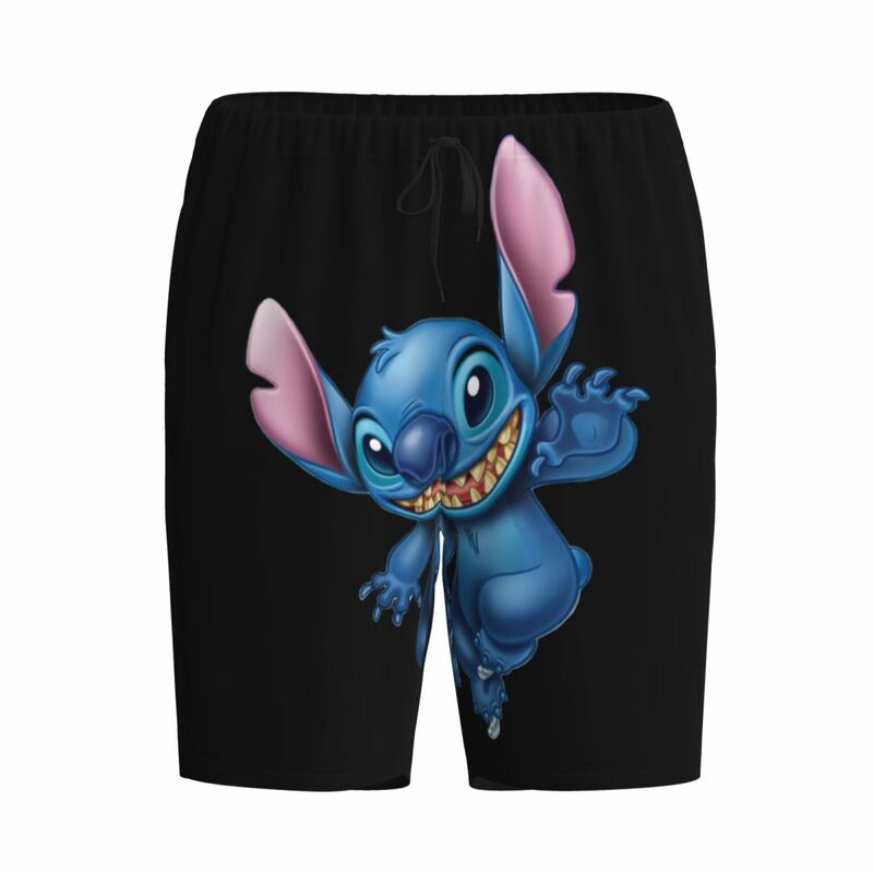 Custom Cartoon Animation Stitch Pajama Shorts Men Sleepwear Lounge Bottom Stretch Sleep Short Pjs with Pockets